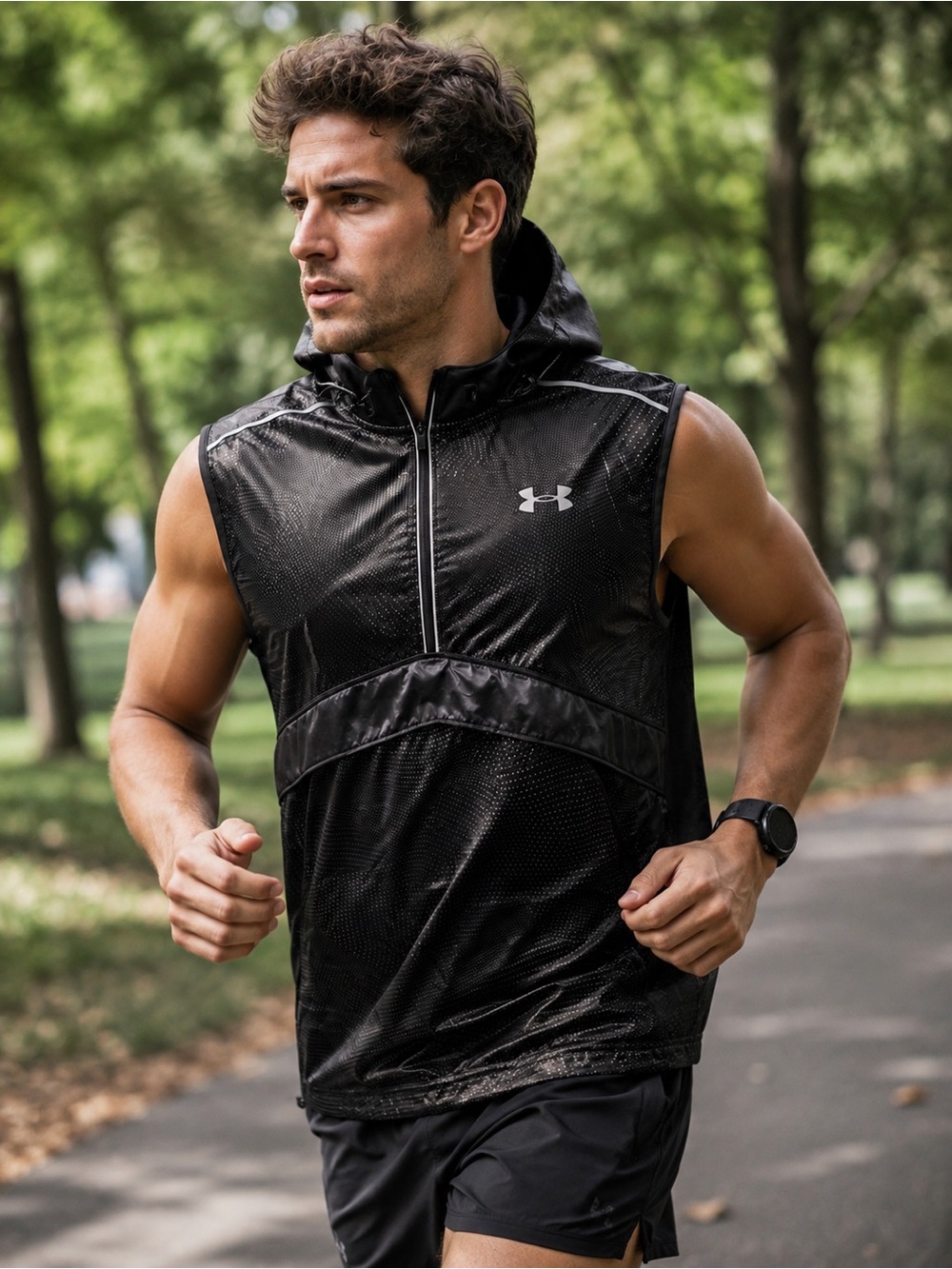 Under Armour Men’s Run Hooded Reflective Vest Black Size M Fitted